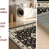 Ultra Soft Area Rug, Non Slip, Stain Resistant, Washable Area Rugs for Living Room, Bedroom, Dramatic Black Ivory Geometric Fusion(Black)
