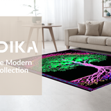 Ultra Soft Area Rug, Non Slip, Stain Resistant, Washable Area Rugs for Living Room, Bedroom, Eclectic UV Reactive Aesthetic(Green)