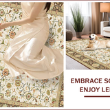 Ultra Soft Area Rug, Non Slip, Stain Resistant, Washable Area Rugs for Living Room, Bedroom, Chic Classic Botanical Motif(Beige)