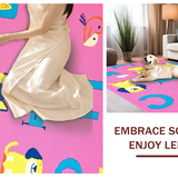 Ultra Soft Area Rug, Non Slip, Stain Resistant, Washable Area Rugs for Living Room, Bedroom, Interactive Colorful Child-Friendly Graphics(Pink)