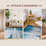 Ultra Soft Area Rug, Non Slip, Stain Resistant, Washable Area Rugs for Living Room, Bedroom, Rustic Neutral Watercolor Impression(Blue)