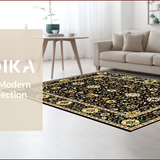 Ultra Soft Area Rug, Non Slip, Stain Resistant, Washable Area Rugs for Living Room, Bedroom, Rustic Earthy Floral Elegance(Black)