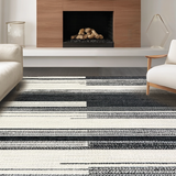 Ultra Soft Area Rug, Non Slip, Stain Resistant, Washable Area Rugs for Living Room, Bedroom, Graphic Modern Striped Rug With Alternating Thick And Thin Black White Lines(Black)