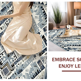 Ultra Soft Area Rug, Non Slip, Stain Resistant, Washable Area Rugs for Living Room, Bedroom, Sophisticated Lattice Gray Visual Piece(Blue)