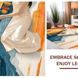 Ultra Soft Area Rug, Non Slip, Stain Resistant, Washable Area Rugs for Living Room, Bedroom, Chic Minimalist Terrain Design(Orange)