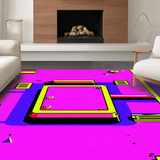 Ultra Soft Area Rug, Non Slip, Stain Resistant, Washable Area Rugs for Living Room, Bedroom, Retro Geometric Arcade Vibes(Pink)