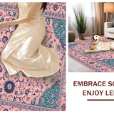 Ultra Soft Area Rug, Non Slip, Stain Resistant, Washable Area Rugs for Living Room, Bedroom, Artful Black Floral Composition(Pink)