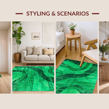 Ultra Soft Area Rug, Non Slip, Stain Resistant, Washable Area Rugs for Living Room, Bedroom, Dynamic Fuzzy Gem Tones(Green)