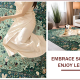 Ultra Soft Area Rug, Non Slip, Stain Resistant, Washable Area Rugs for Living Room, Bedroom, Distinctive Forest Green Insect Motif(Green)