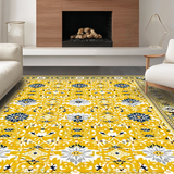 Ultra Soft Area Rug, Non Slip, Stain Resistant, Washable Area Rugs for Living Room, Bedroom, Trendy Floral Textured Visual(Yellow)