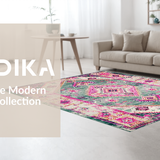 Ultra Soft Area Rug, Non Slip, Stain Resistant, Washable Area Rugs for Living Room, Bedroom, Rustic Vintage Floral Ethnic Appeal(Green)