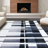 Ultra Soft Area Rug, Non Slip, Stain Resistant, Washable Area Rugs for Living Room, Bedroom, Stylish Black and White Geometric Striped Area Rug(Gray)