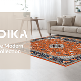Ultra Soft Area Rug, Non Slip, Stain Resistant, Washable Area Rugs for Living Room, Bedroom, Modern Abstract Floral Fusion(Orange)