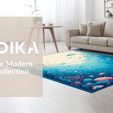 Ultra Soft Area Rug, Non Slip, Stain Resistant, Washable Area Rugs for Living Room, Bedroom, Radiant Aquatic Harmony Style(Blue)