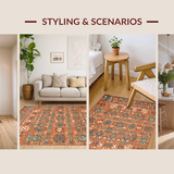 Ultra Soft Area Rug, Non Slip, Stain Resistant, Washable Area Rugs for Living Room, Bedroom, Unique Colorful Geometric Arrangement(Orange)