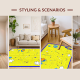 Ultra Soft Area Rug, Non Slip, Stain Resistant, Washable Area Rugs for Living Room, Bedroom, Planetary Cheerful Educational Concept(Yellow)