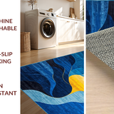 Ultra Soft Area Rug, Non Slip, Stain Resistant, Washable Area Rugs for Living Room, Bedroom, Rustic Textured Artful Statement(Blue)
