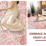 Ultra Soft Area Rug, Non Slip, Stain Resistant, Washable Area Rugs for Living Room, Bedroom, Dusty Pink Earthy Trellis Theme(Pink)