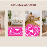 Ultra Soft Area Rug, Non Slip, Stain Resistant, Washable Area Rugs for Living Room, Bedroom, Vibrant Pink Western Themed Washable Bath Mat(Pink)