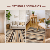 Ultra Soft Area Rug, Non Slip, Stain Resistant, Washable Area Rugs for Living Room, Bedroom, Contemporary Chic Striped Elegance(Beige)