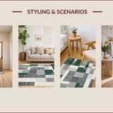 Ultra Soft Area Rug, Non Slip, Stain Resistant, Washable Area Rugs for Living Room, Bedroom, Contemporary Abstract Green Palette(Gray)