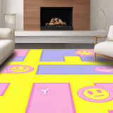Ultra Soft Area Rug, Non Slip, Stain Resistant, Washable Area Rugs for Living Room, Bedroom, Joyful Creative Expression Theme(Yellow)