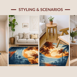 Ultra Soft Area Rug, Non Slip, Stain Resistant, Washable Area Rugs for Living Room, Bedroom, Beachside Coconut Tree Rug: Tropical Paradise Area Rug(Orange)
