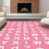 Ultra Soft Area Rug, Non Slip, Stain Resistant, Washable Area Rugs for Living Room, Bedroom, Whimsical Pink Lettered Soft Texture(Pink)