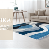 Ultra Soft Area Rug, Non Slip, Stain Resistant, Washable Area Rugs for Living Room, Bedroom, Dynamic Modern Artful Geometric Fusion(Blue)