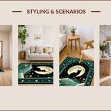 Ultra Soft Area Rug, Non Slip, Stain Resistant, Washable Area Rugs for Living Room, Bedroom, Whimsical Celestial Cat Motif(Black)