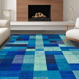 Ultra Soft Area Rug, Non Slip, Stain Resistant, Washable Area Rugs for Living Room, Bedroom, Blue Ribbon Knot Rug with Repeating Bow Shapes and Linear Details(Blue)
