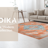 Ultra Soft Area Rug, Non Slip, Stain Resistant, Washable Area Rugs for Living Room, Bedroom, Transitional Soft Beige Layered Patterns(Orange)