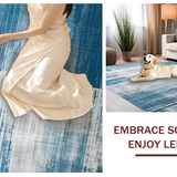 Ultra Soft Area Rug, Non Slip, Stain Resistant, Washable Area Rugs for Living Room, Bedroom, Contemporary Distressed Abstract Motif(Blue)