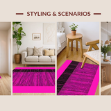 Ultra Soft Area Rug, Non Slip, Stain Resistant, Washable Area Rugs for Living Room, Bedroom, Lively Modern Striped Aesthetic(Pink)