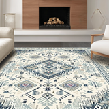 Ultra Soft Area Rug, Non Slip, Stain Resistant, Washable Area Rugs for Living Room, Bedroom, Rustic Gray Tiled Motif(Beige)