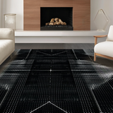 Ultra Soft Area Rug, Non Slip, Stain Resistant, Washable Area Rugs for Living Room, Bedroom, Sleek Abstract Linear Arrangement(Black)