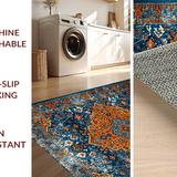 Ultra Soft Area Rug, Non Slip, Stain Resistant, Washable Area Rugs for Living Room, Bedroom, Classic Earthy Medallion Elegance(Orange)