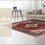 Ultra Soft Area Rug, Non Slip, Stain Resistant, Washable Area Rugs for Living Room, Bedroom, Timeless Vintage Medallion Artistry(Red)
