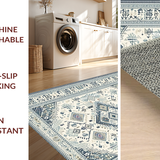 Ultra Soft Area Rug, Non Slip, Stain Resistant, Washable Area Rugs for Living Room, Bedroom, Rustic Gray Tiled Motif(Beige)