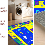 Ultra Soft Area Rug, Non Slip, Stain Resistant, Washable Area Rugs for Living Room, Bedroom, Vibrant Geometric Alphabet Aesthetic(Yellow)