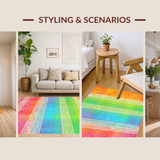 Ultra Soft Area Rug, Non Slip, Stain Resistant, Washable Area Rugs for Living Room, Bedroom, Playful Soft Green Geometric Motif(Orange)