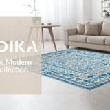 Ultra Soft Area Rug, Non Slip, Stain Resistant, Washable Area Rugs for Living Room, Bedroom, Chic Scalloped Ribbon Bow Rug with Contemporary Preppy Graphic Detailing(Blue)