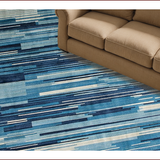 Ultra Soft Area Rug, Non Slip, Stain Resistant, Washable Area Rugs for Living Room, Bedroom, Earthy Toned Modern Geometric Motif(Blue)