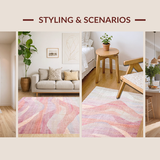 Ultra Soft Area Rug, Non Slip, Stain Resistant, Washable Area Rugs for Living Room, Bedroom, Coquette Bow Accent Rug with Graceful Contour Lines and Art Deco Detailing(Pink)