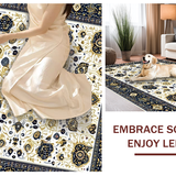 Ultra Soft Area Rug, Non Slip, Stain Resistant, Washable Area Rugs for Living Room, Bedroom, Sunny Floral Whirl(White)
