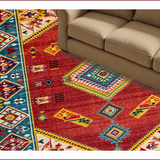 Ultra Soft Area Rug, Non Slip, Stain Resistant, Washable Area Rugs for Living Room, Bedroom, Elegant Ethnic Colorful Design(Red)