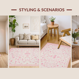 Ultra Soft Area Rug, Non Slip, Stain Resistant, Washable Area Rugs for Living Room, Bedroom, Delicate Pink Bow Patterned Area Rug Coquette Style Carpet(Pink)