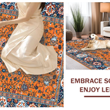Ultra Soft Area Rug, Non Slip, Stain Resistant, Washable Area Rugs for Living Room, Bedroom, Elegant Earthy Toned Imagery(Orange)