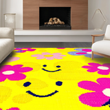 Ultra Soft Area Rug, Non Slip, Stain Resistant, Washable Area Rugs for Living Room, Bedroom, Playful Rainbow Floral Arrangement(Yellow)