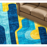 Ultra Soft Area Rug, Non Slip, Stain Resistant, Washable Area Rugs for Living Room, Bedroom, Modern Abstract Vibrant Living Room Wool Rug(Blue)